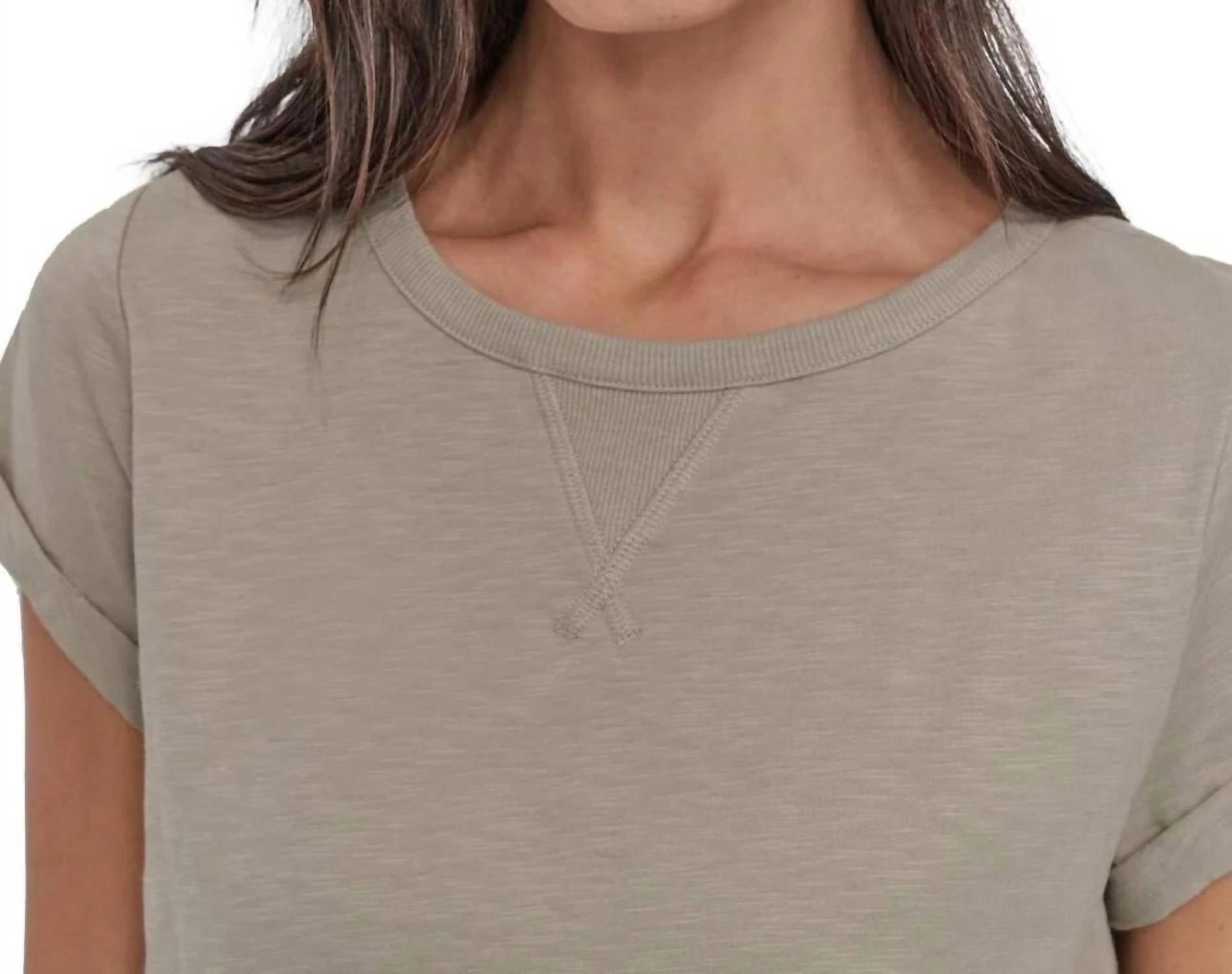 Dkny - V-inset Roll-sleeve T-shirt