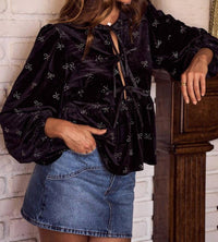 So Me - Tina Bow Tie Velvet Top