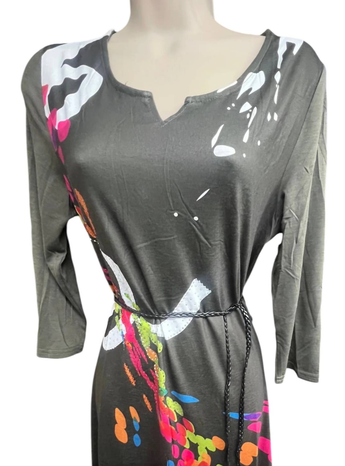 Michael K Women's Belted Beauty Jersey Dress in meadow black - women's dress - alternate view