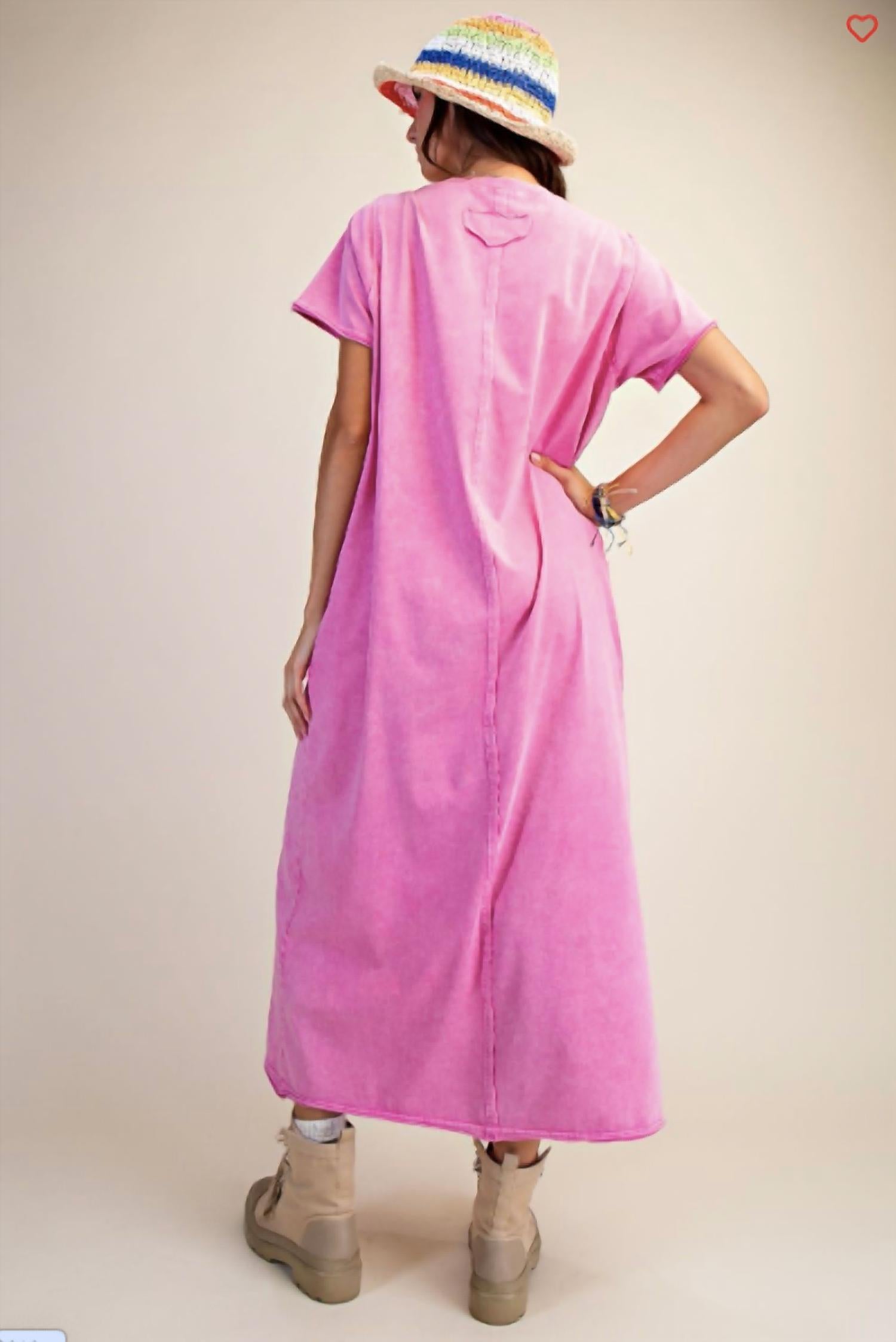 Easel - Mineral Washed Terry Midi Dress - Plus