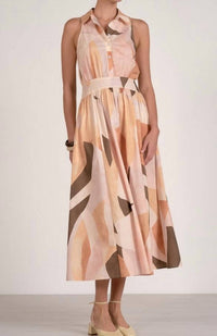 ELAN Collared Maxi Dress in beige - women's dress