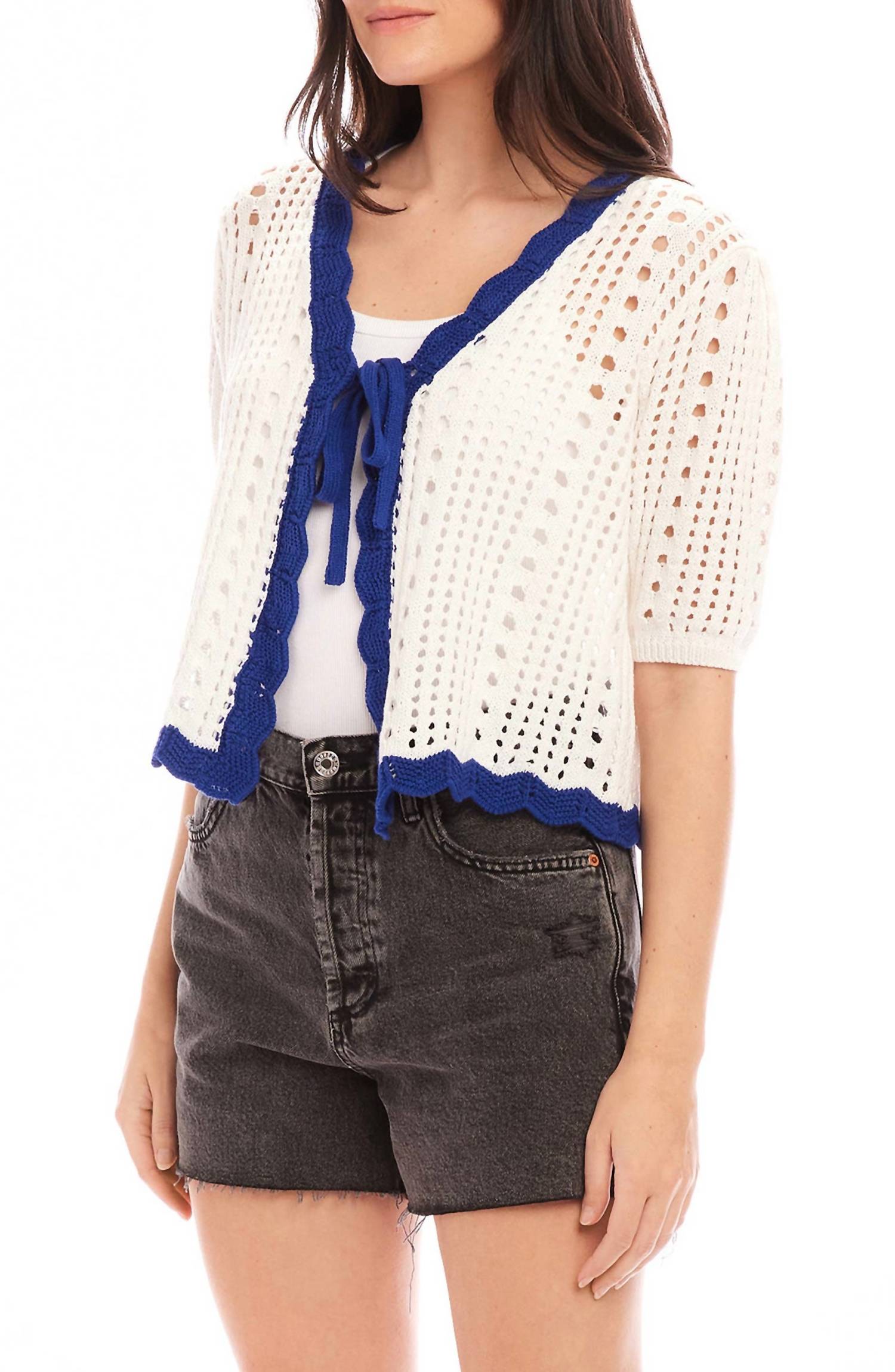 Fifteen Twenty - Betsy Open Stitch Tie Front Cardigan