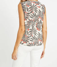 CABALLERO Odette V-neck Top in camo canopy - women's blouse - alternate view