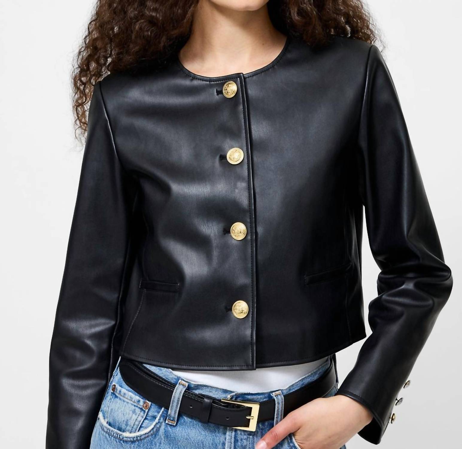 FRENCH CONNECTION Women's Dessa Cropped Jacket in black - women's jacket - detail view