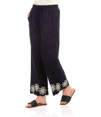 Karen Kane Sherrit Scallop Drawstring Pants in black and cream - women's pants - alternate view