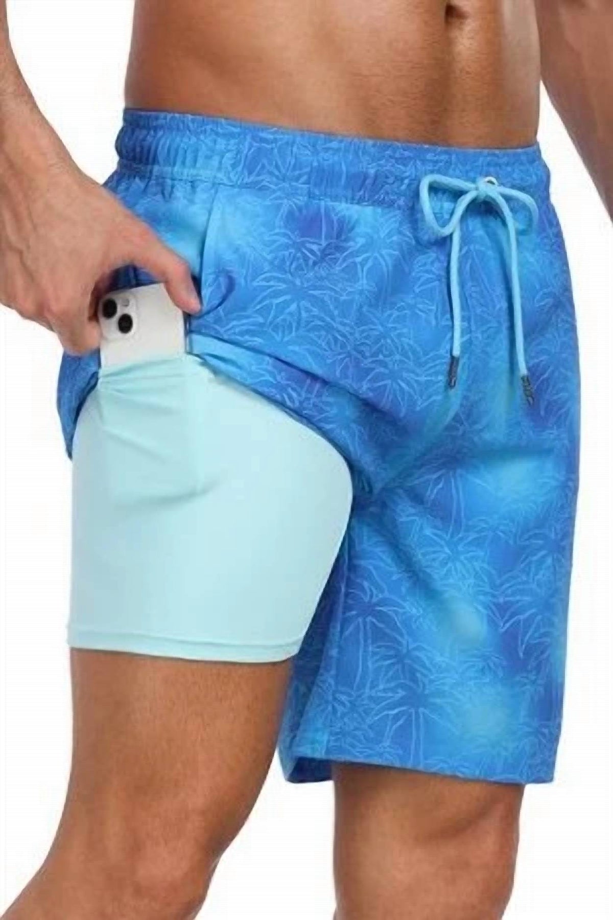 Marina Threads - Palm Tree Retro Swim Trunks