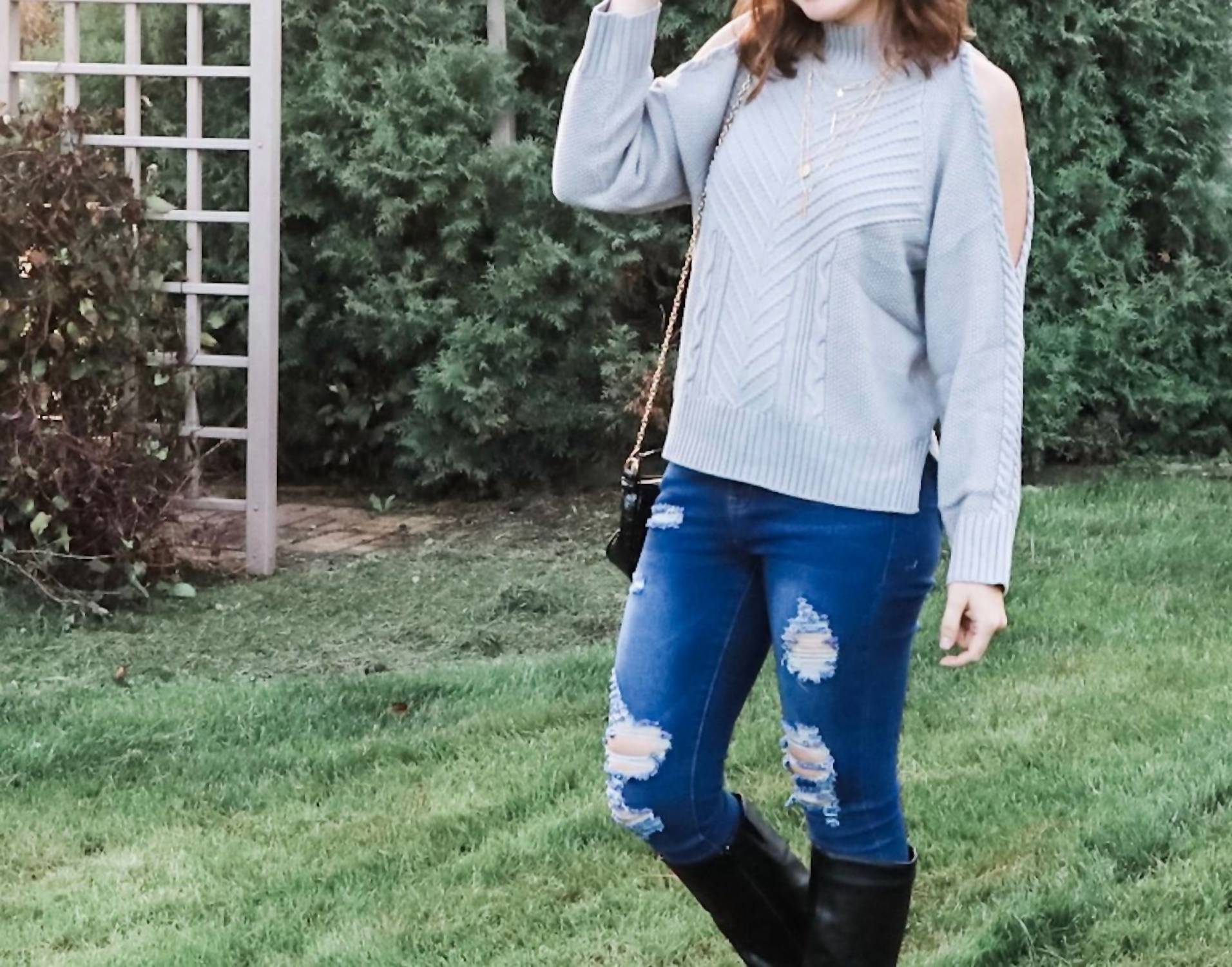 Mountain Valley - Cold Shoulder Knit Sweater