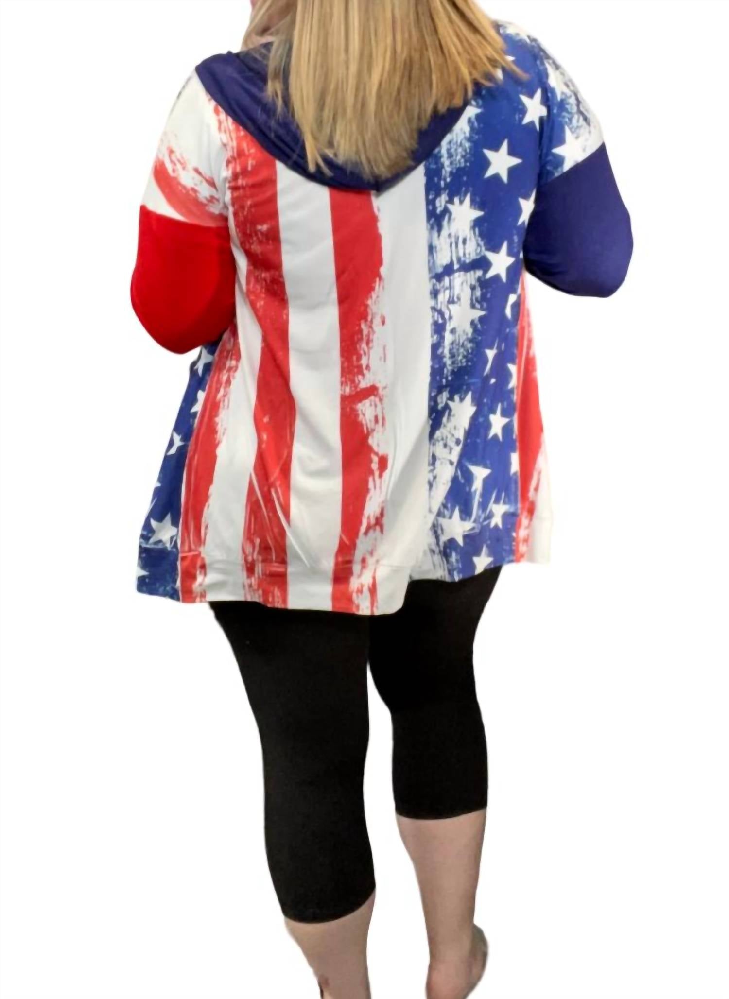 Blumin - American Flag Printed Zip Hoodie
