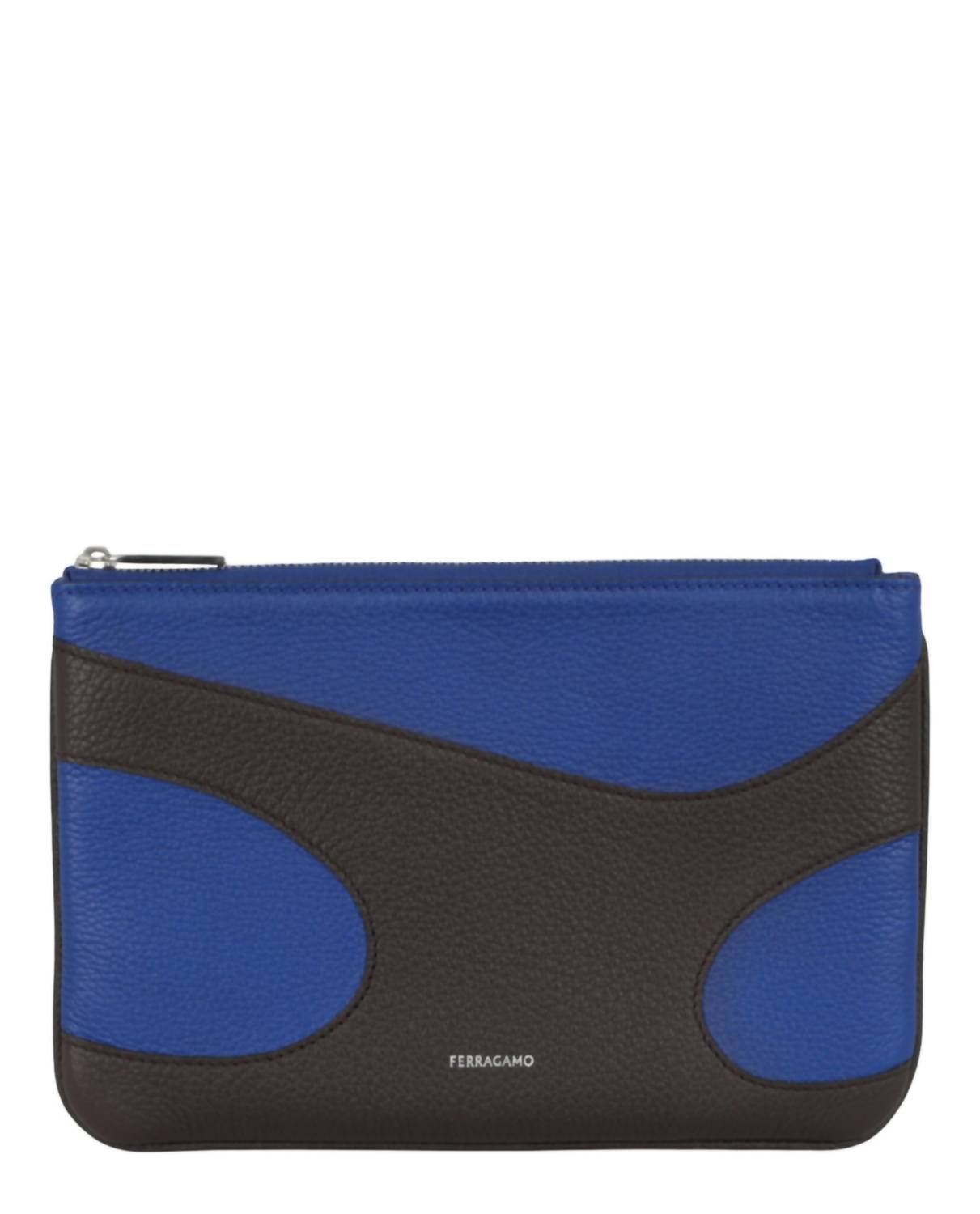 Salvatore Ferragamo Women's Cut-out Pebbled Leather Phone Pouch in blue multi - women's accessory