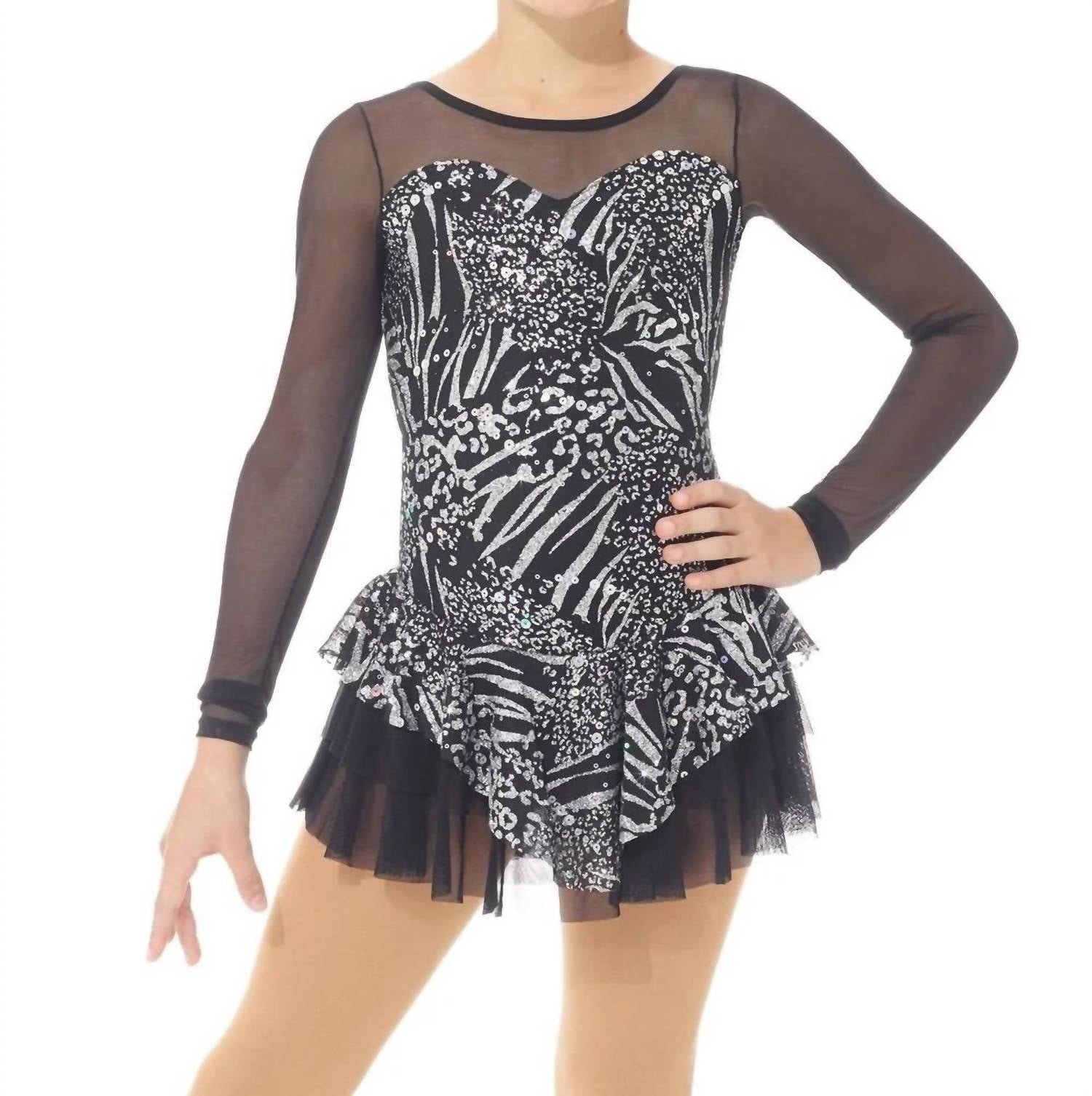 Mondor - Zebra Sequin Long Sleeve Skate Dress