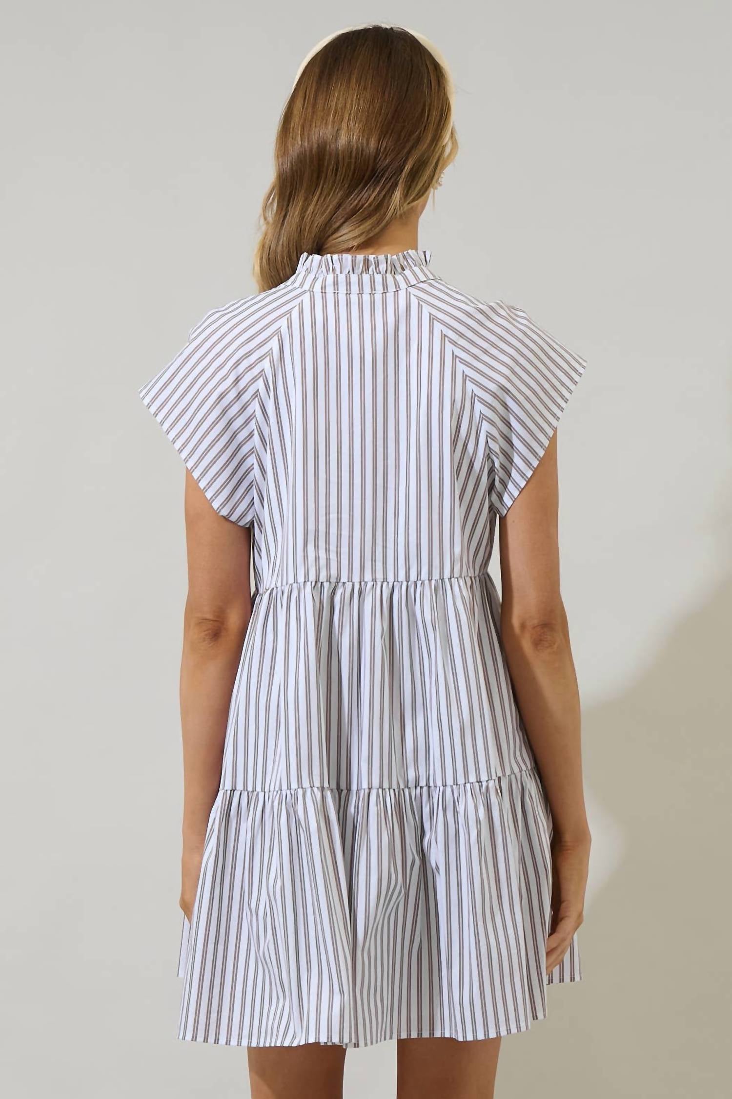 Sugarlips - Parson Stripe Janelly Poplin Tiered Mini Dress