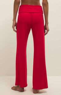Z Supply Essential Fold Over Pants in kiss me red - women's pants - alternate view