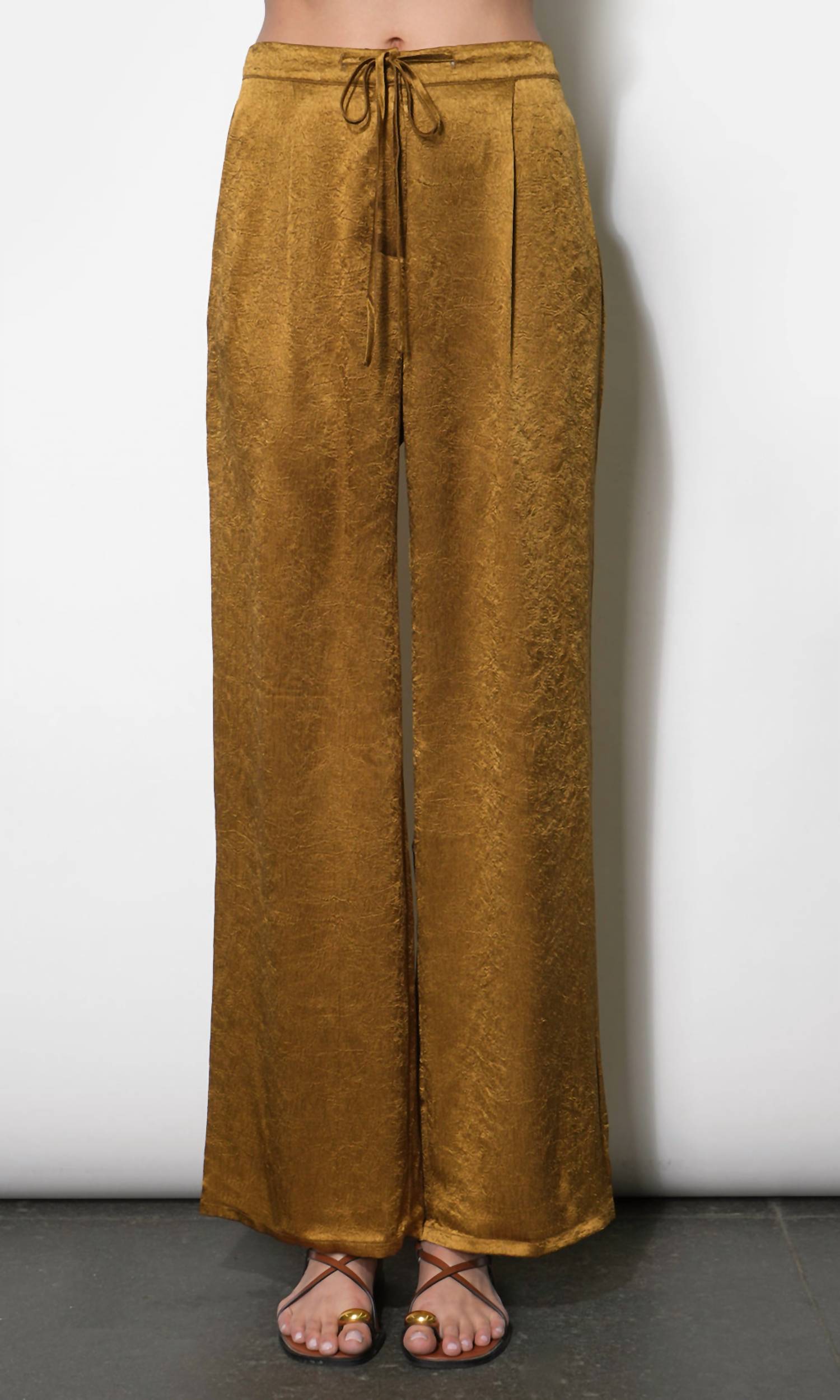 Greylin - Nova Satin Drawstring Wide Leg Pants
