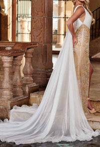 Rachel Allan - One Shoulder Gown With Cape