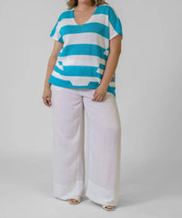 Mat Fashion - Stripe Knit Sweater - Plus