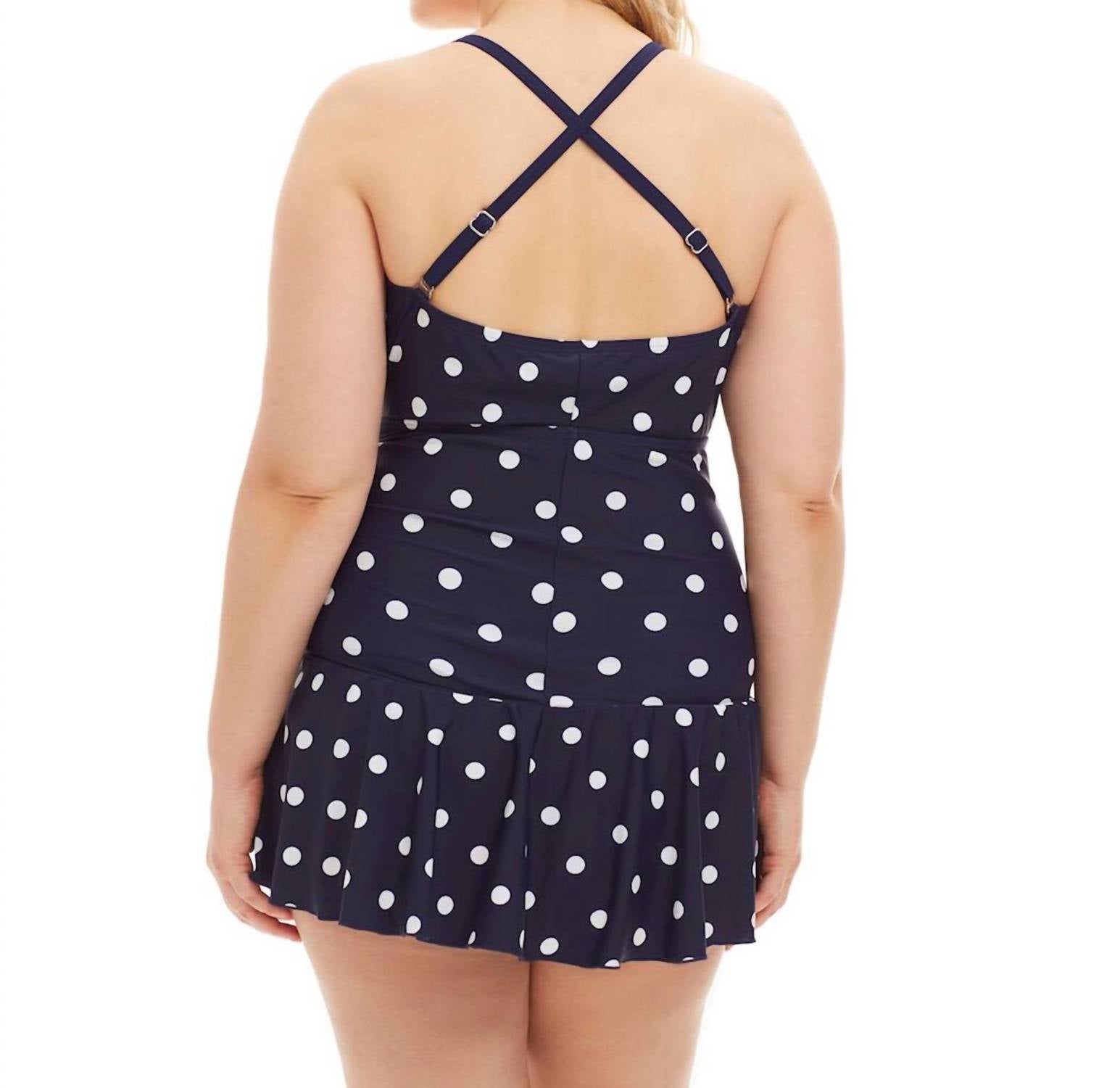 Always For Me - Daphne Bandeau Strapless Tie Front Shirred Swimdress - Plus Size