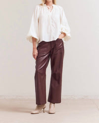 Grade & Gather - Faux Leather Straight Leg Pants