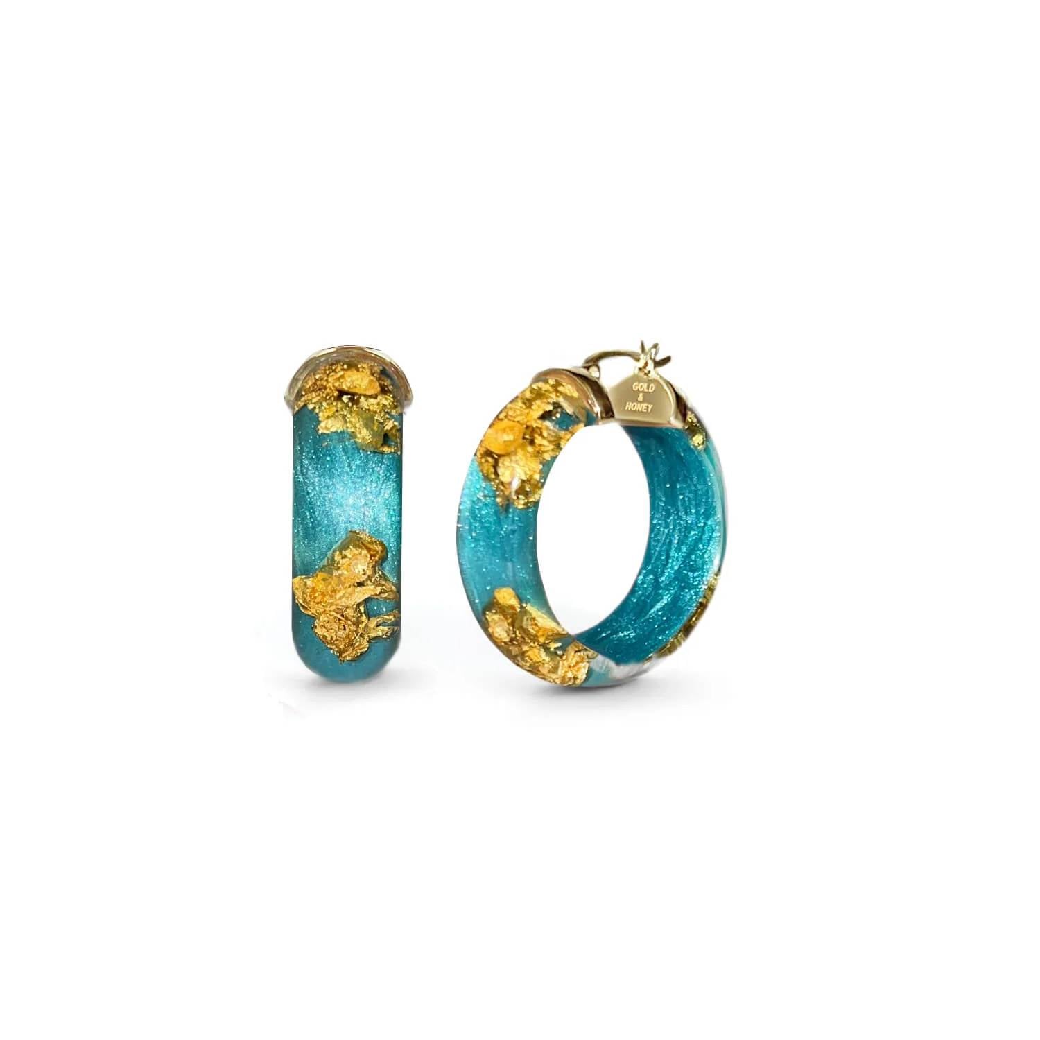 Gold & Honey - Women's Mini Lucite Hoop Earrings