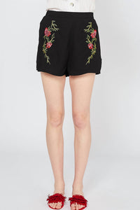 entro Floral Embroidered Shorts in black - women's shorts - view 5
