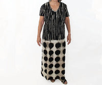 Sylca Designs - Stripe and Polka Dot Fitted Maxi Dress