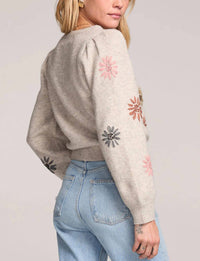 saltwater LUXE Valerie Floral Long Sleeve Sweater in beige - women's sweater - alternate view