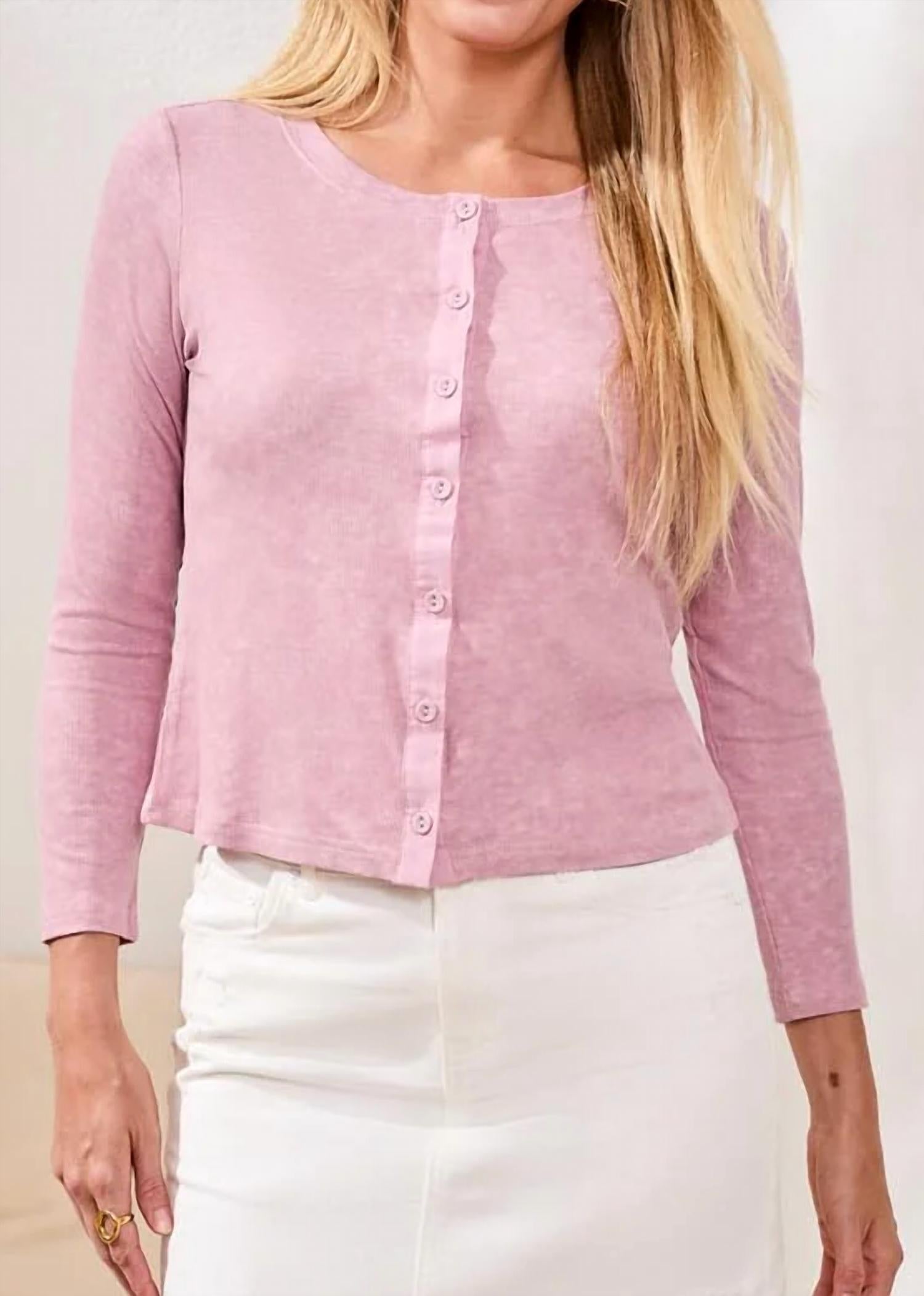Tribal - Button Front Knit Top and Cardigan