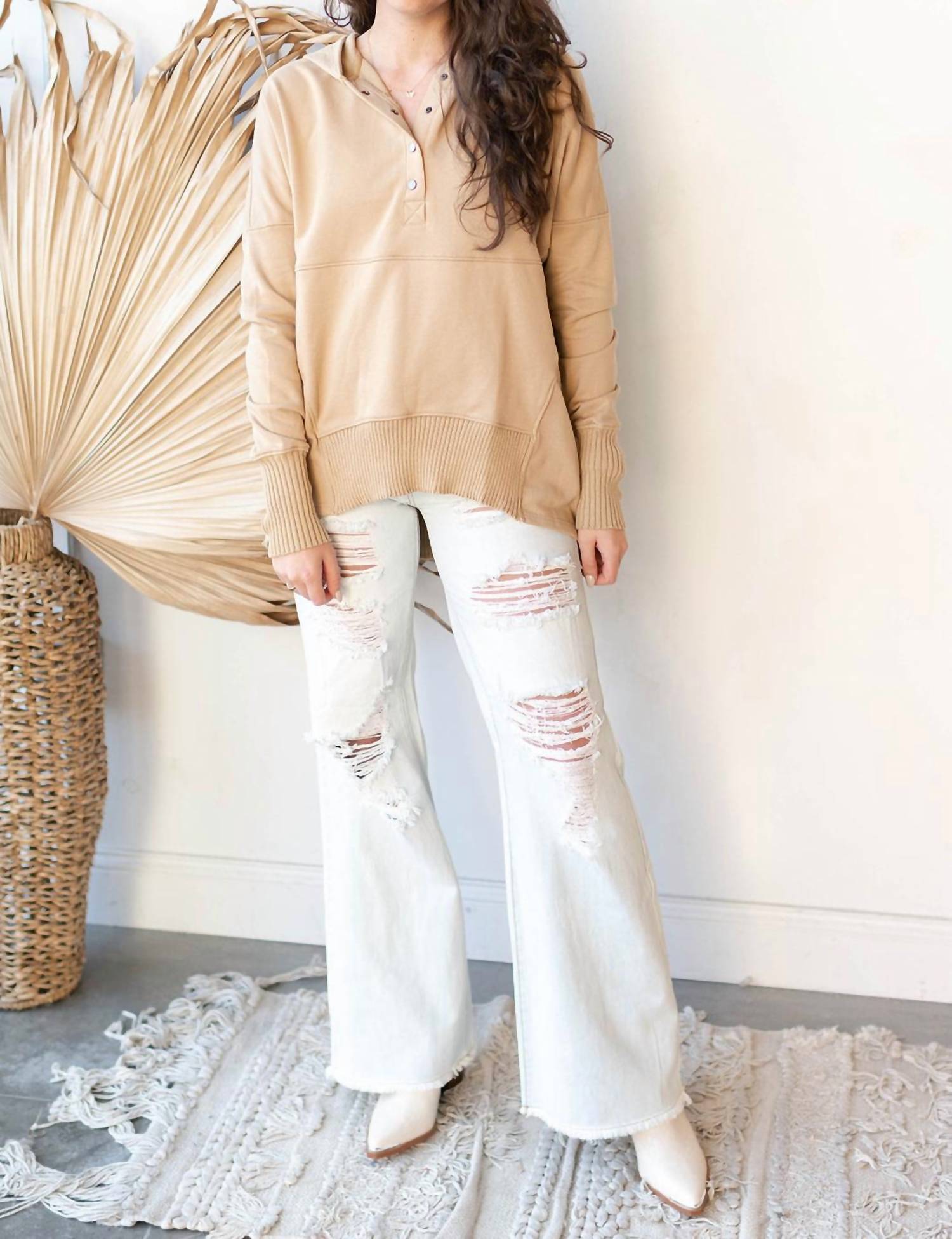 Vibrant - Give Me 5 Button Up Wide Leg Jeans