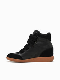 STEVE MADDEN Women's High Top Velcro Wedge Sneaker in black - women's sneaker - view 5