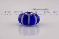 Trollbeads Women's Stripe Glass Bead Charm in blue white - women's jewelry - detail view