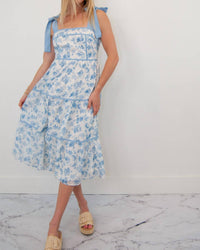 Peach Love - Floral Tie Strap Sundress