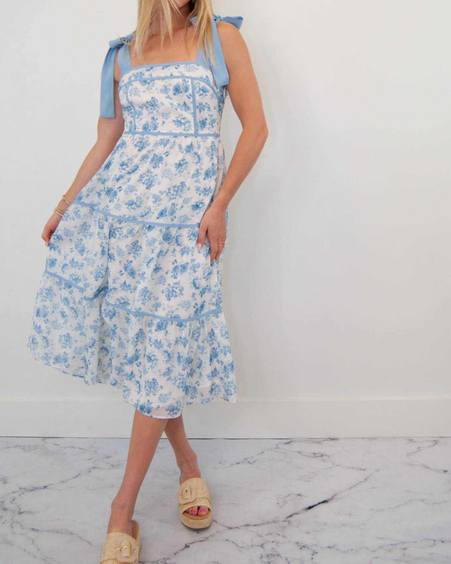 Peach Love - Floral Tie Strap Sundress