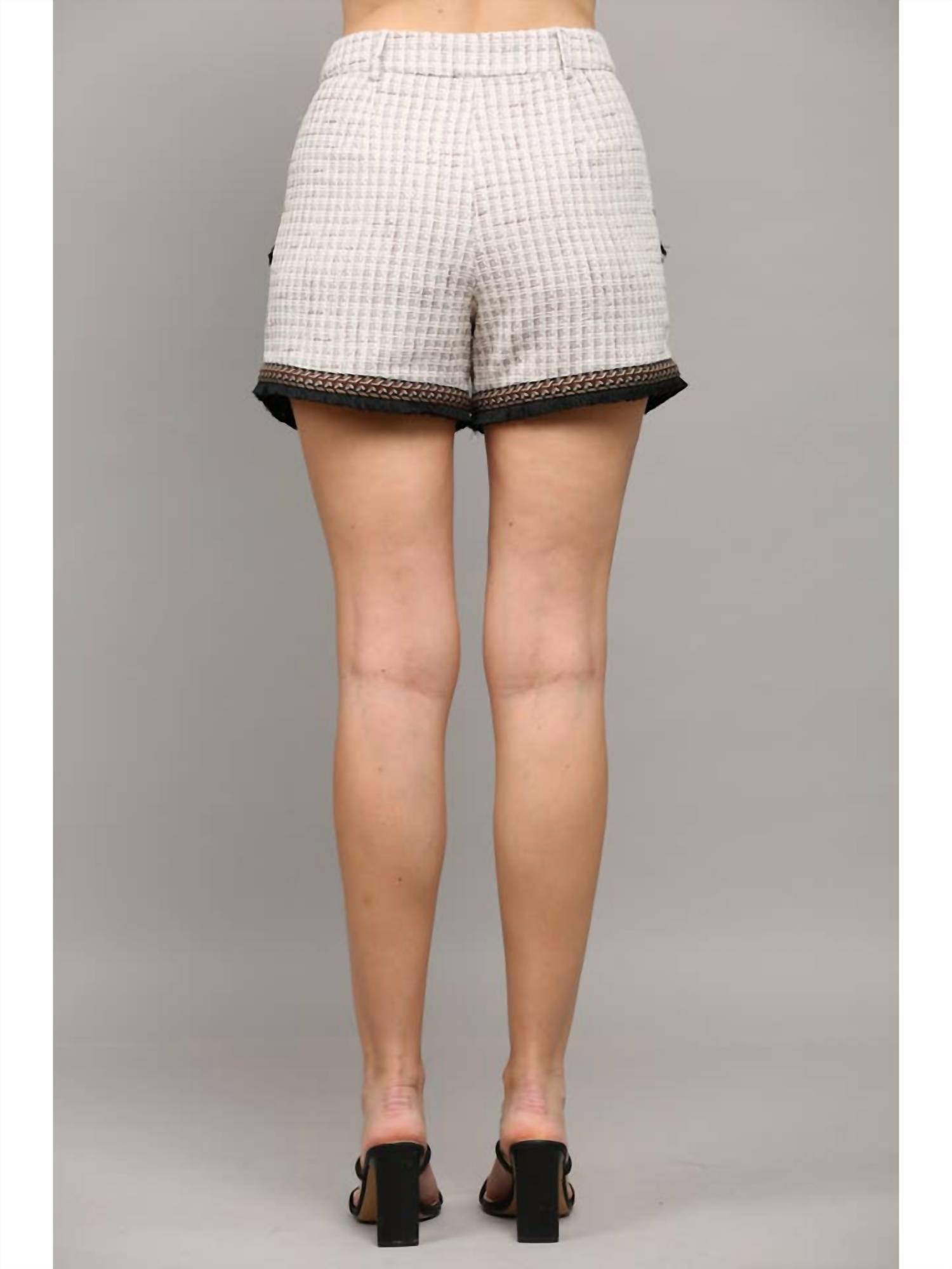 Fate by LFD Strictly Business Tweed Short in taupe - women's shorts - alternate view