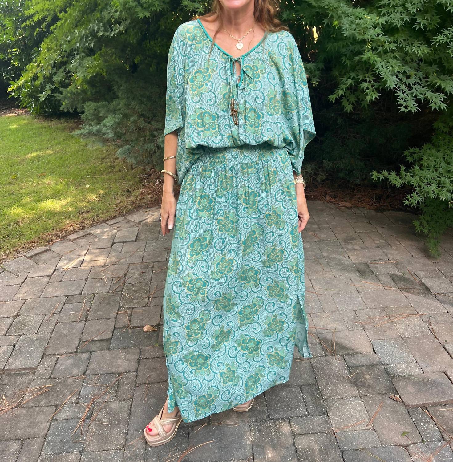Romi The Brand Batik Butterfly Dress in green - women's dress