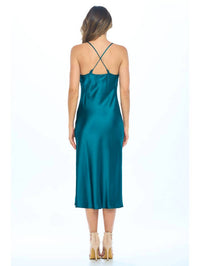 Renee C Satin Bias Slip Dress in green - women's dress - alternate view