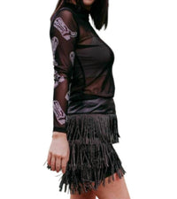 Merigold Kiss - Women's Django Mesh Top With Rhinestone Boot Embellishments