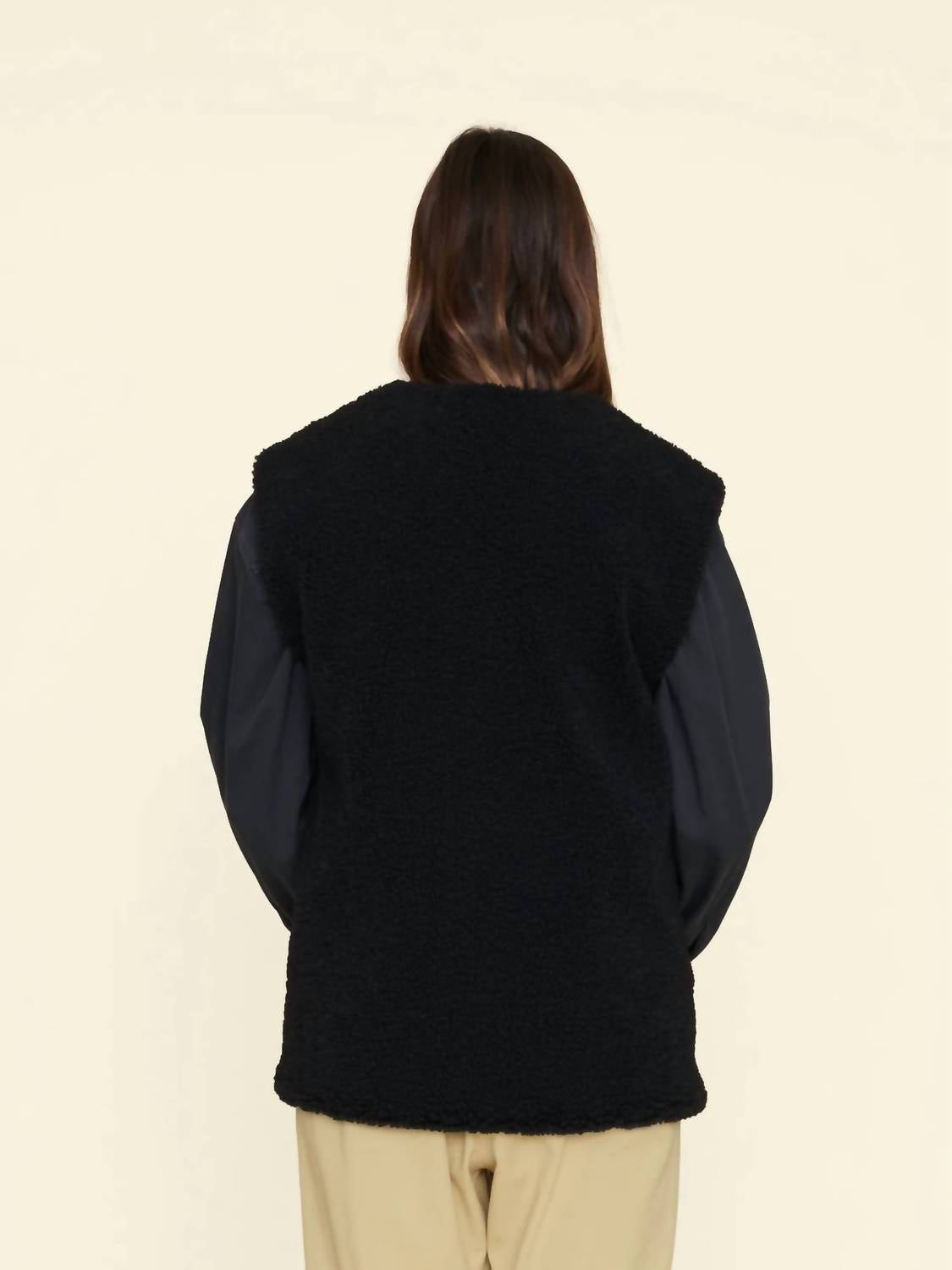 XIRENA Thea Y-neck Vest in black - women's jacket