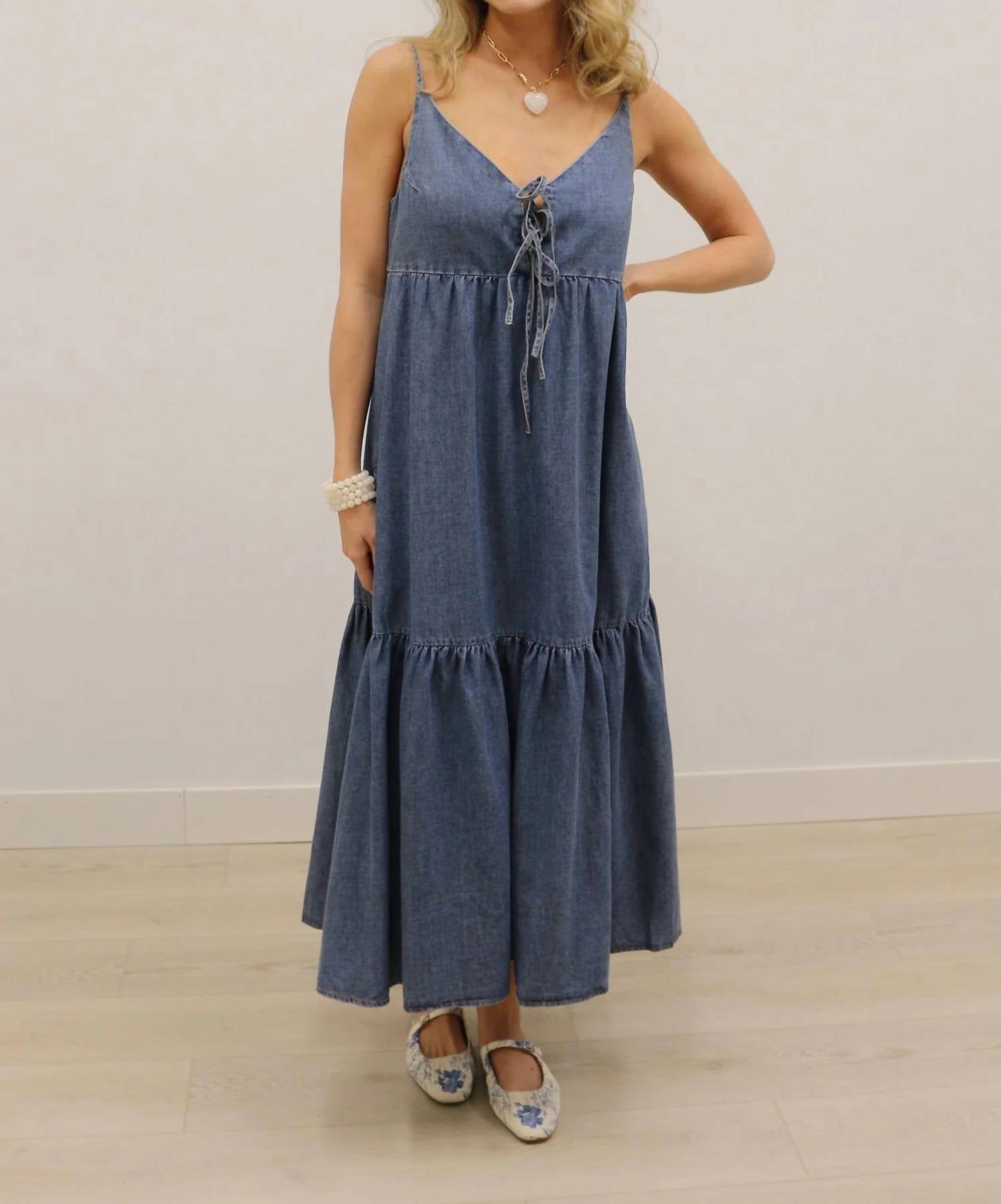 Mustard Seed - Ellie Front Tie Cami Back Cutout Midi Dress