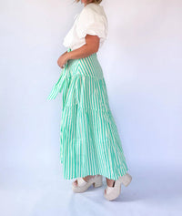 Karlie - Seersucker Stripe Maxi Skirt