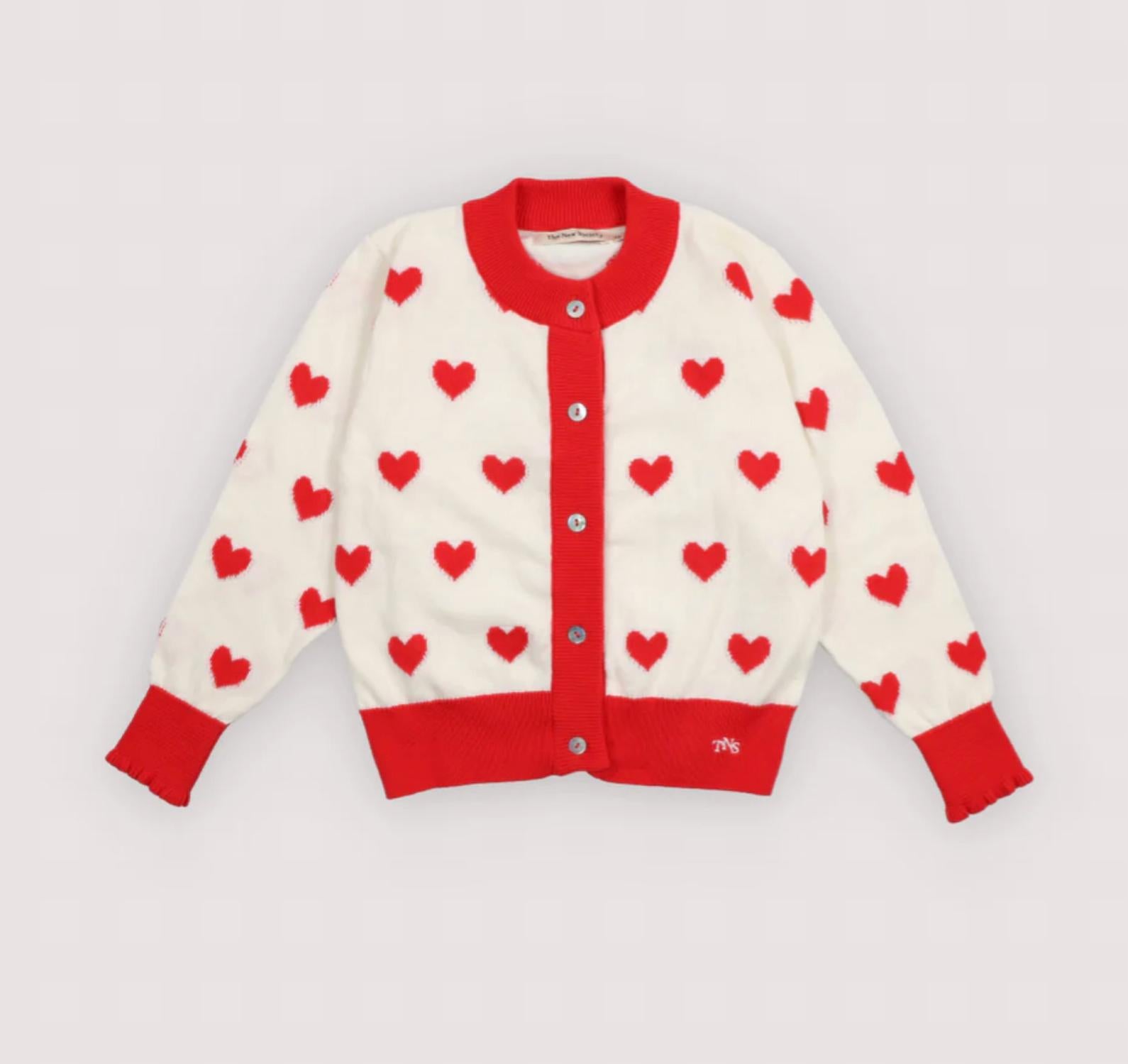 The New Society Girls Maqui Cardigan in hearts - kids' sweater - alternate view