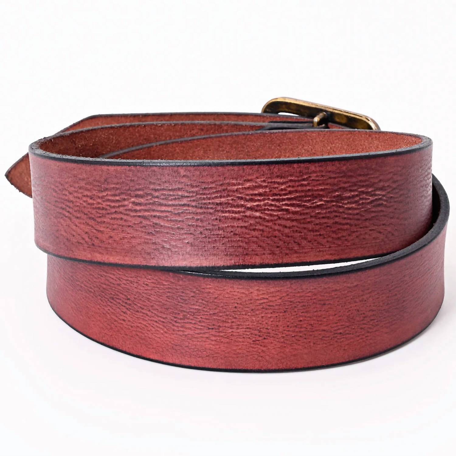 American Darling Women's Leather Western Belt in antique red - women's accessory - detail view