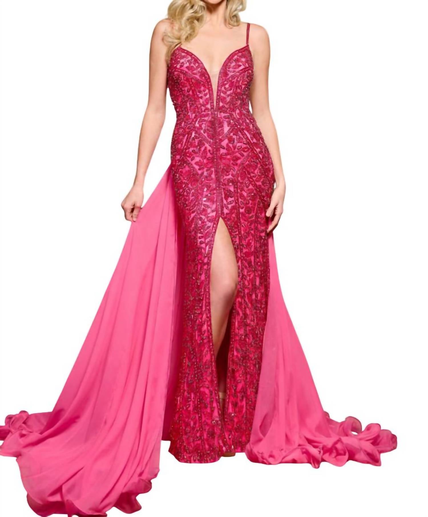 Rachel Allan - Stretch Tulle Floor Length Gown