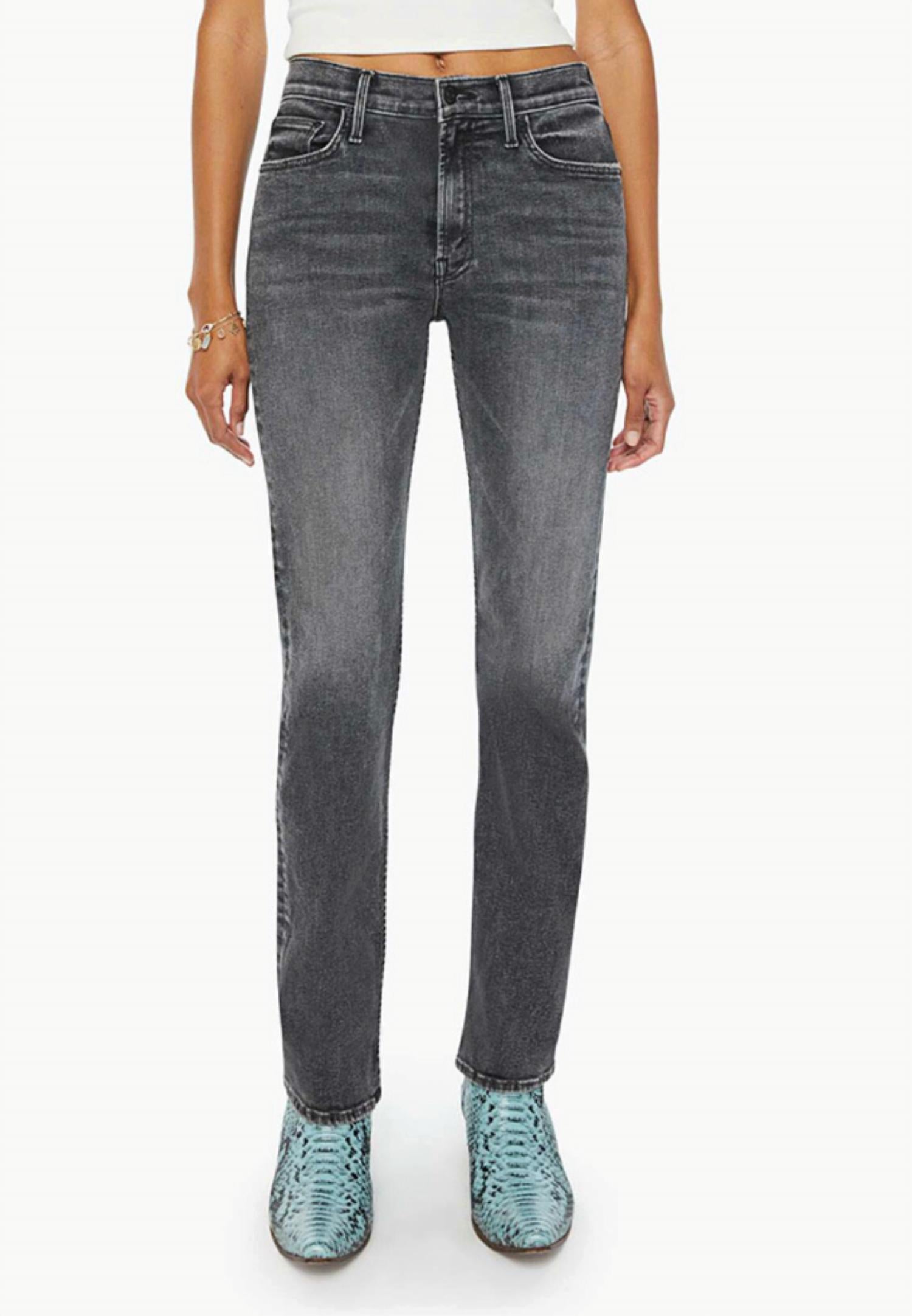 Mother Mid Rise Rider Skimp Straight Leg Jeans in i hate snakes - women's jeans