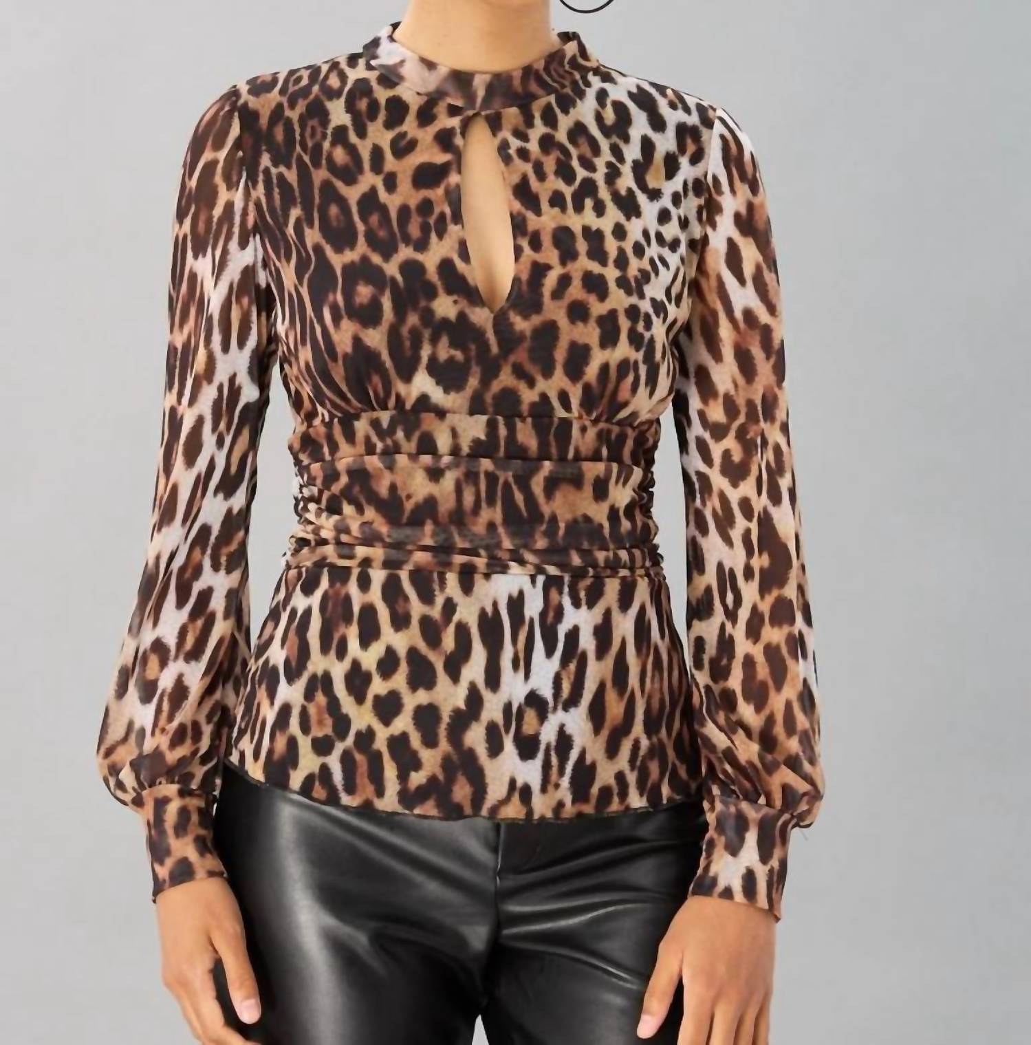 Lola & Sophie - Leopard Mesh Keyhole Top