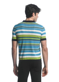 Postmarc - Chevron Strip Knit Polo Shirt