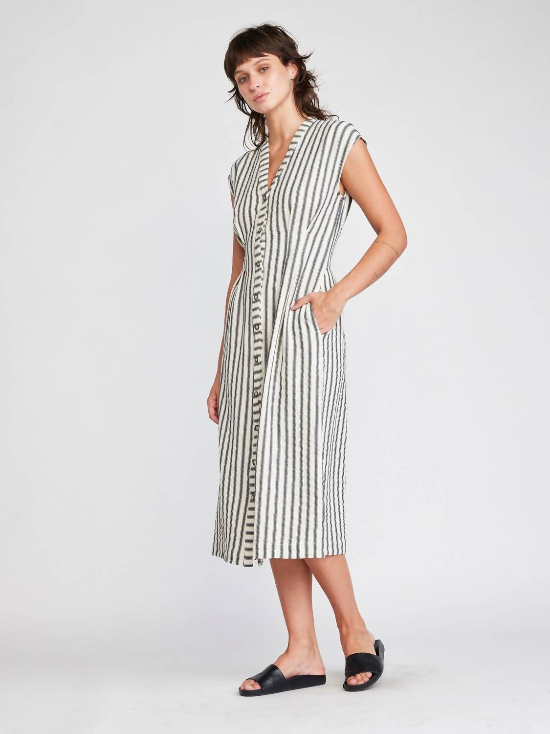 Self Contrast - Jamila Button Front Midi Dress