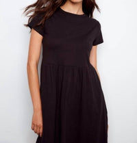 Charlie B - Short Sleeve Crew Neck Long Dress