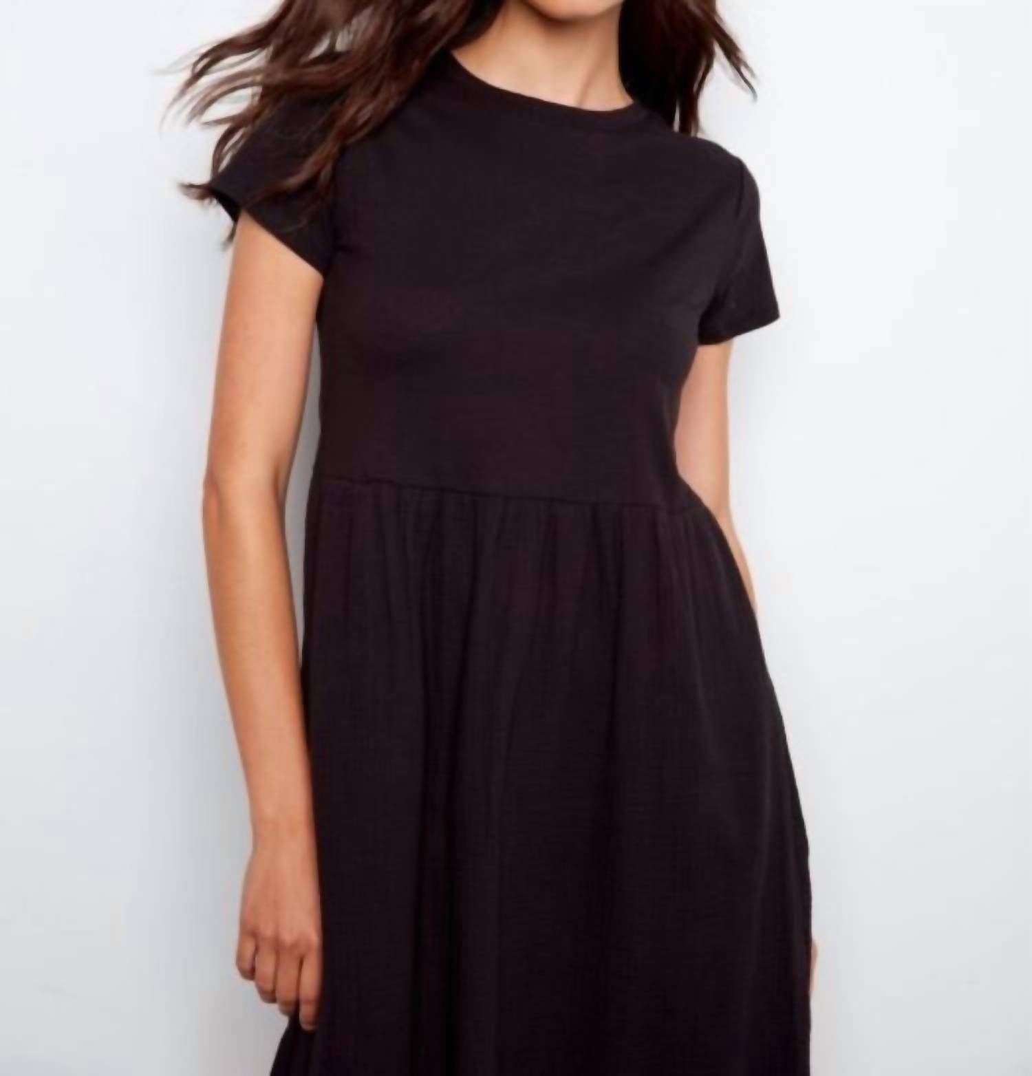 Charlie B - Short Sleeve Crew Neck Long Dress