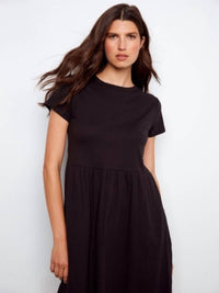 Charlie B - Short Sleeve Crew Neck Long Dress