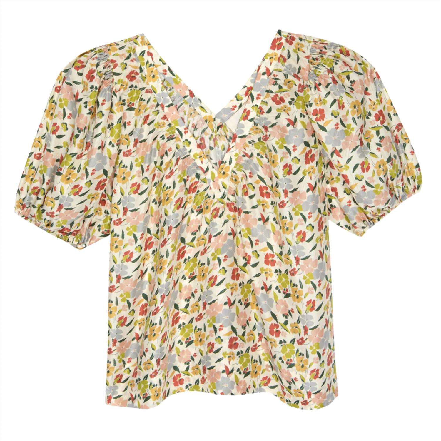 THE GREAT. Women's The Bungalow Top in floating petals floral - women's blouse - alternate view