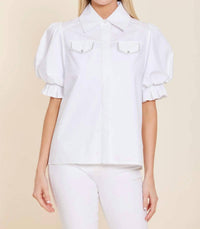Dolce Cabo - Poplin Rhinestone Detail Pocket Top